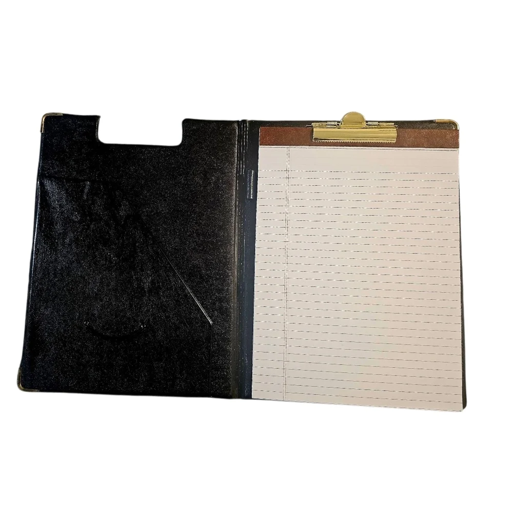 Elegant Black Porfolio Clipboard with Gold Clip, NWOT